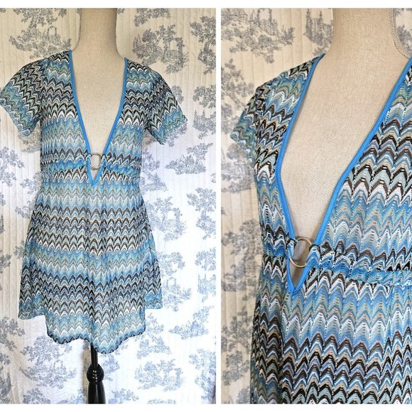 Size M Vintage 1990s Lace Bargello Blouse or Cover Up - Picture 1 of 9